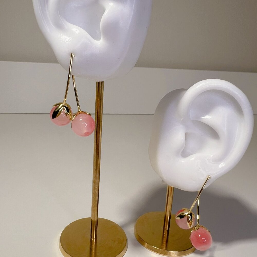 Peach-Shaped Drop Earrings | 925 Sterling Silver Posts | Pink & Peach Tones